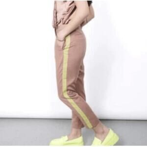 NEW Wildfang Empower Color Block Slim Fit Crop Pant Size 10 Rose Brown Neon NWT